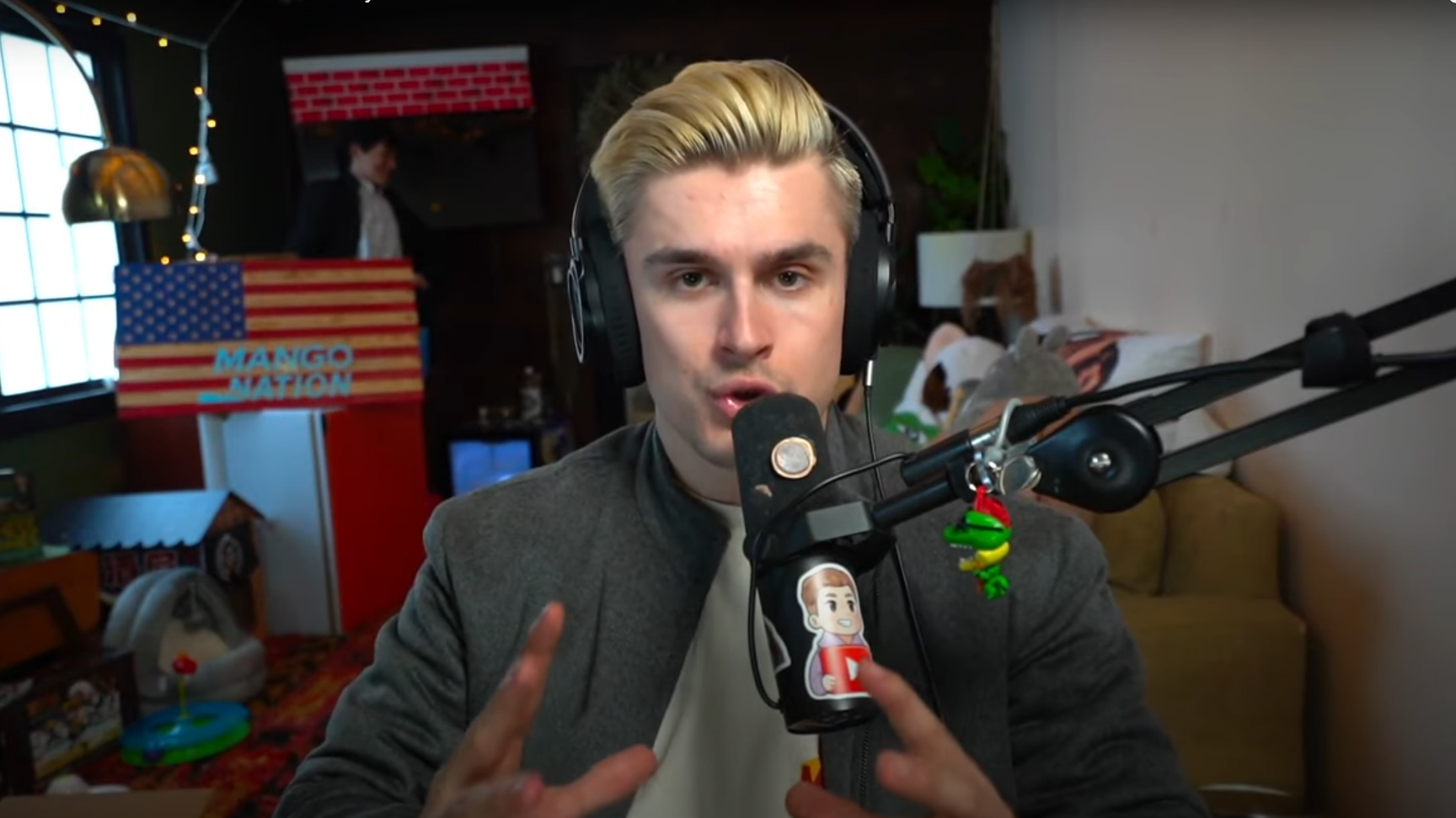 YouTube streamer Ludwig speaking into a microphone.