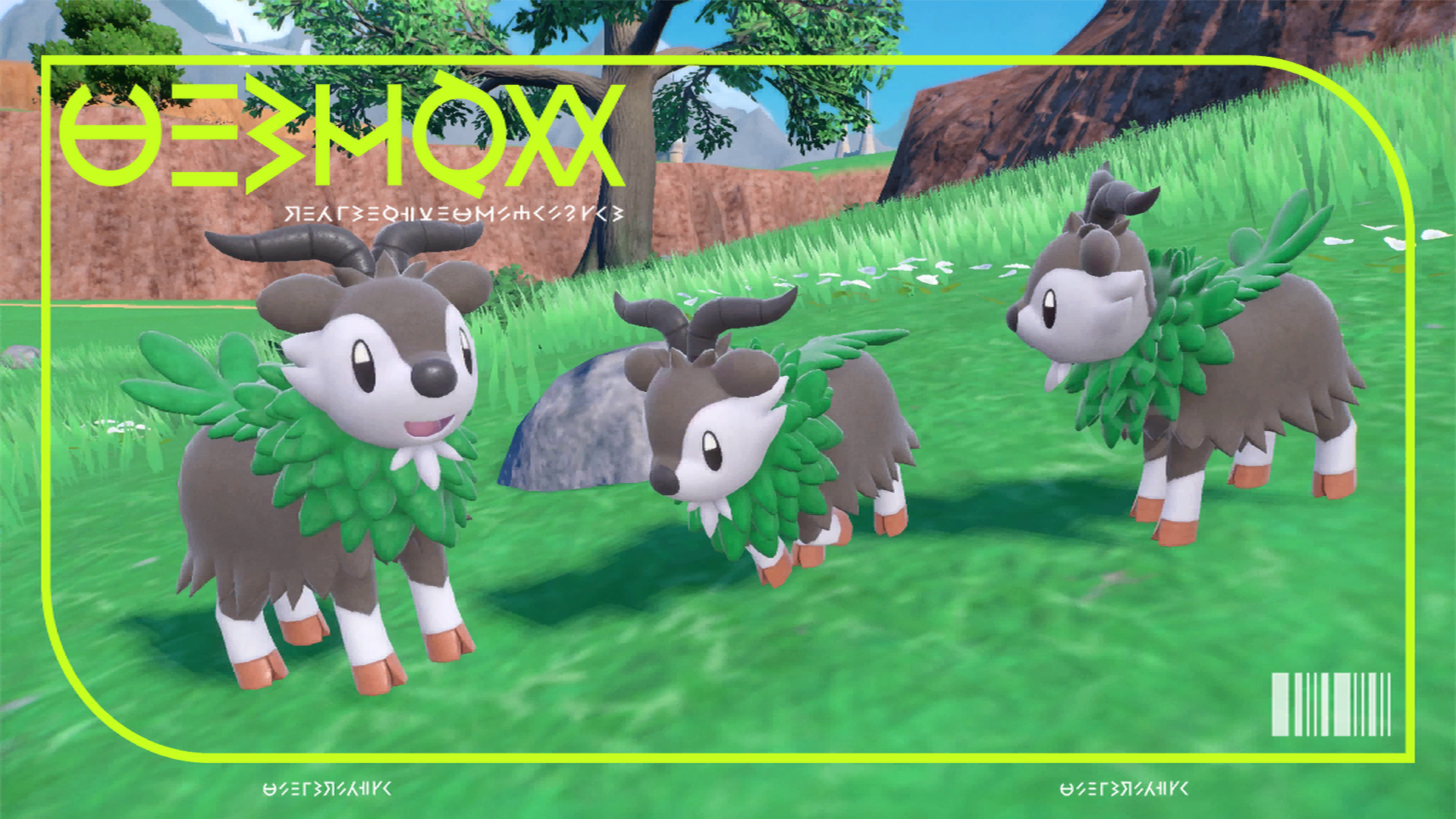 Three Skiddo in the Pokédex entry for Pokémon Scarlet and Violet.