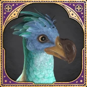 An image of the Diricawl from Hogwarts legacy, a blue bird with a large beak.