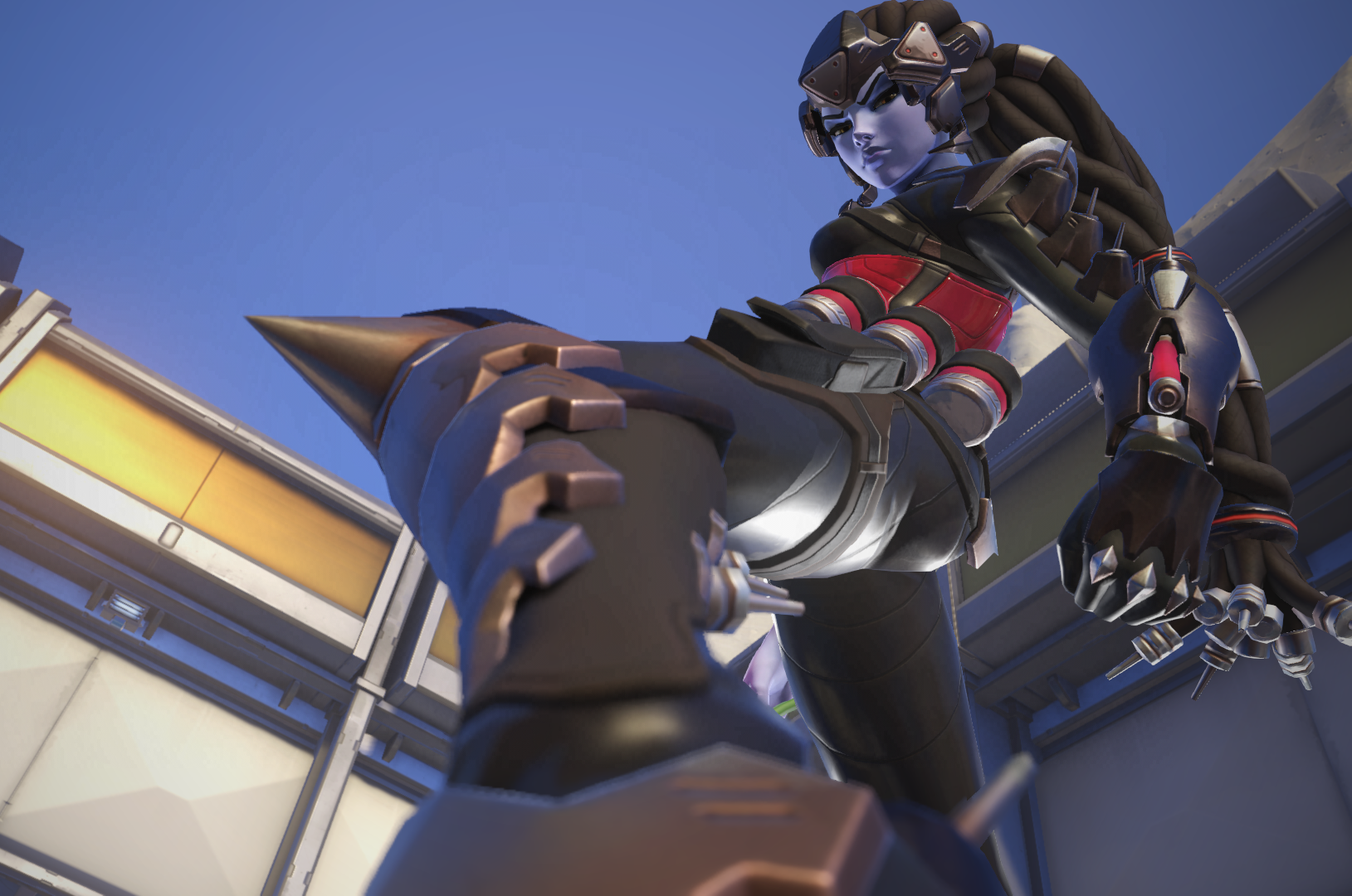 The Noire Widowmaker skin as it appears in Overwatch 2.