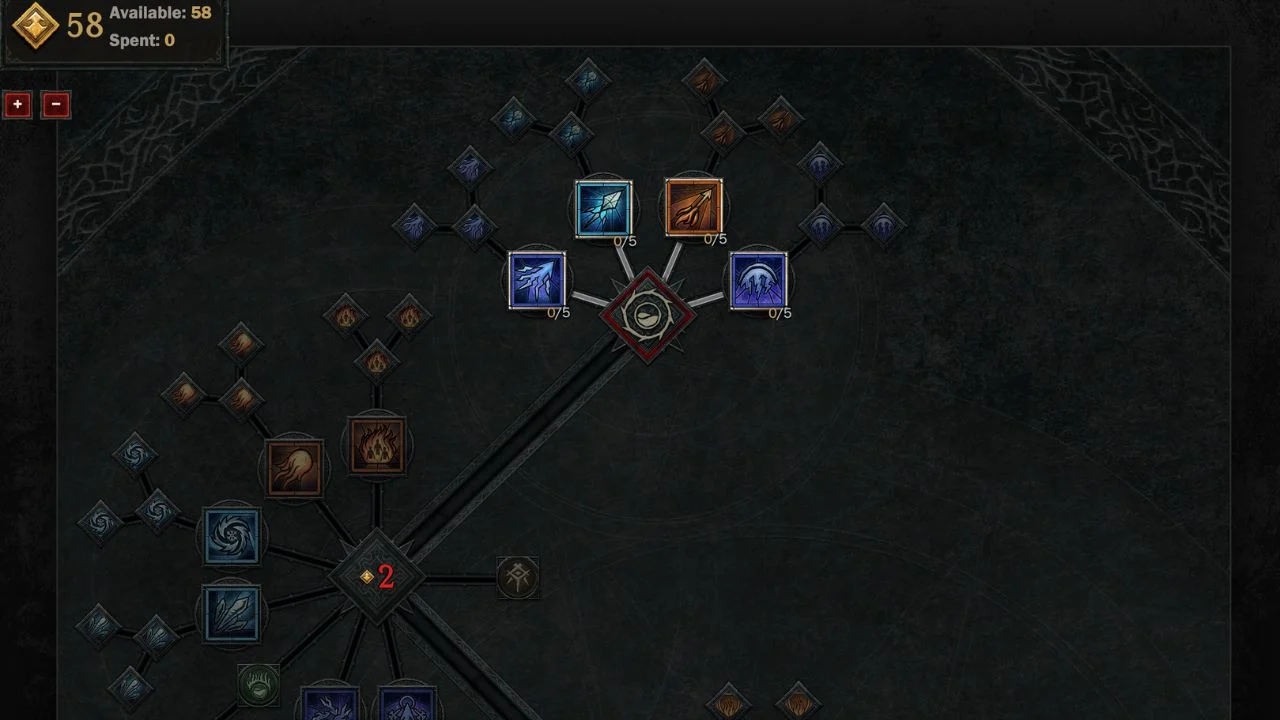 Skill icons for the Sorcerer Class in Diablo 4