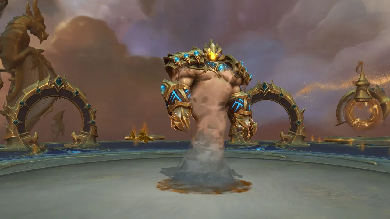 This boss is a manifestation of the sands of time and looks like sand Elemental.