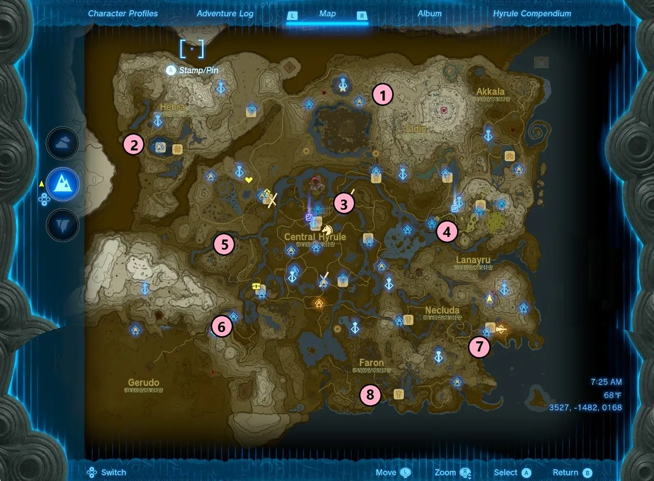 A map showing all Cherry Blossom Tree locations.