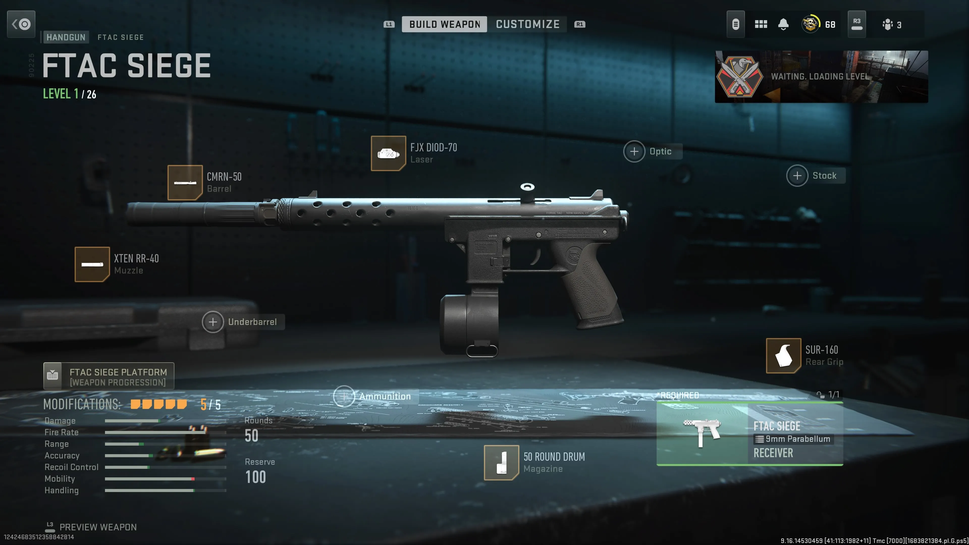 A screenshot of the best FTAC Siege loadout in Warzone.