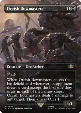 image of borderless art Orcish Bowmaster in MTG LTR set