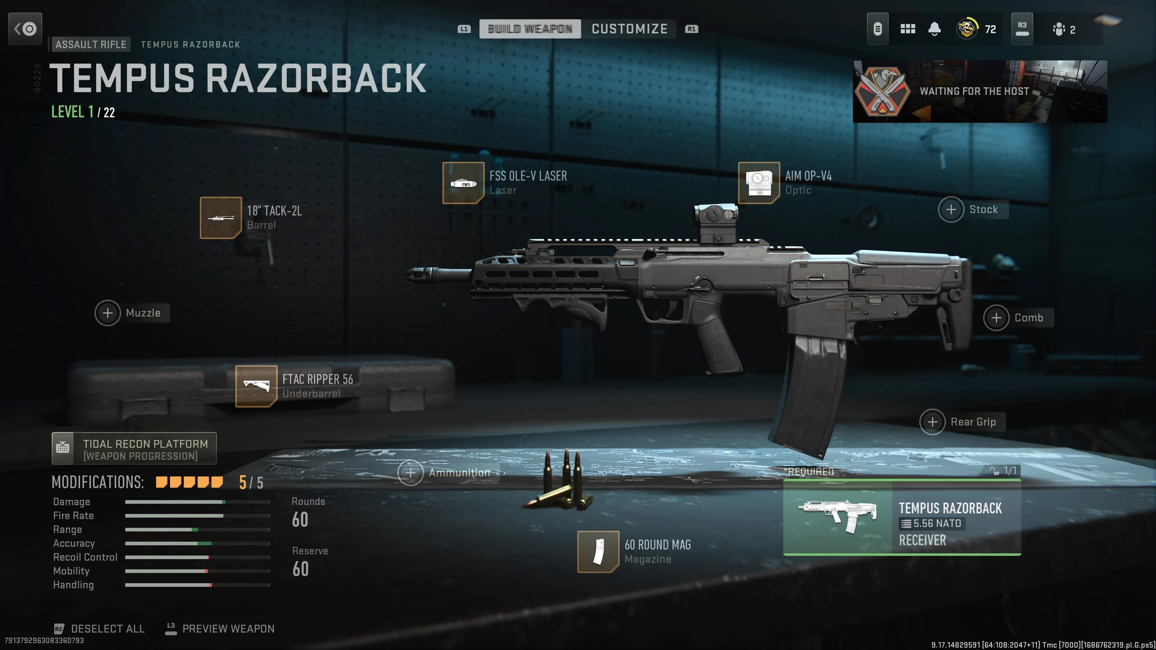 A screenshot of the Tempus Razorback's best loadout in MW2's Gunsmith.