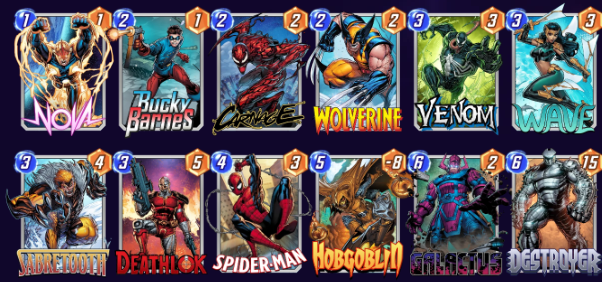 An example of a Hobgoblin Destroy deck in Marvel Snap.