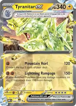 Image of Tyranitar ex alternative art from Pokémon Scarlet and Violet Obsidian Flames set