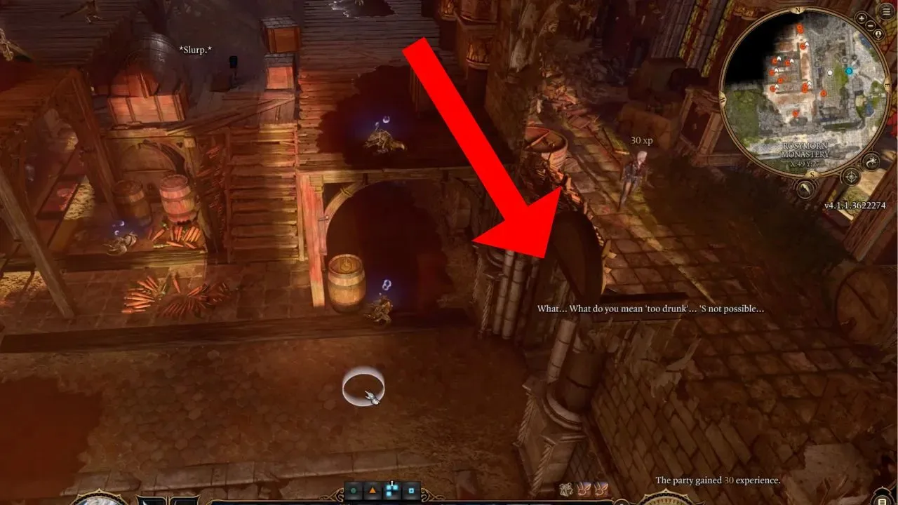 Screenshot showing the location of the Rosymorn Monastery door