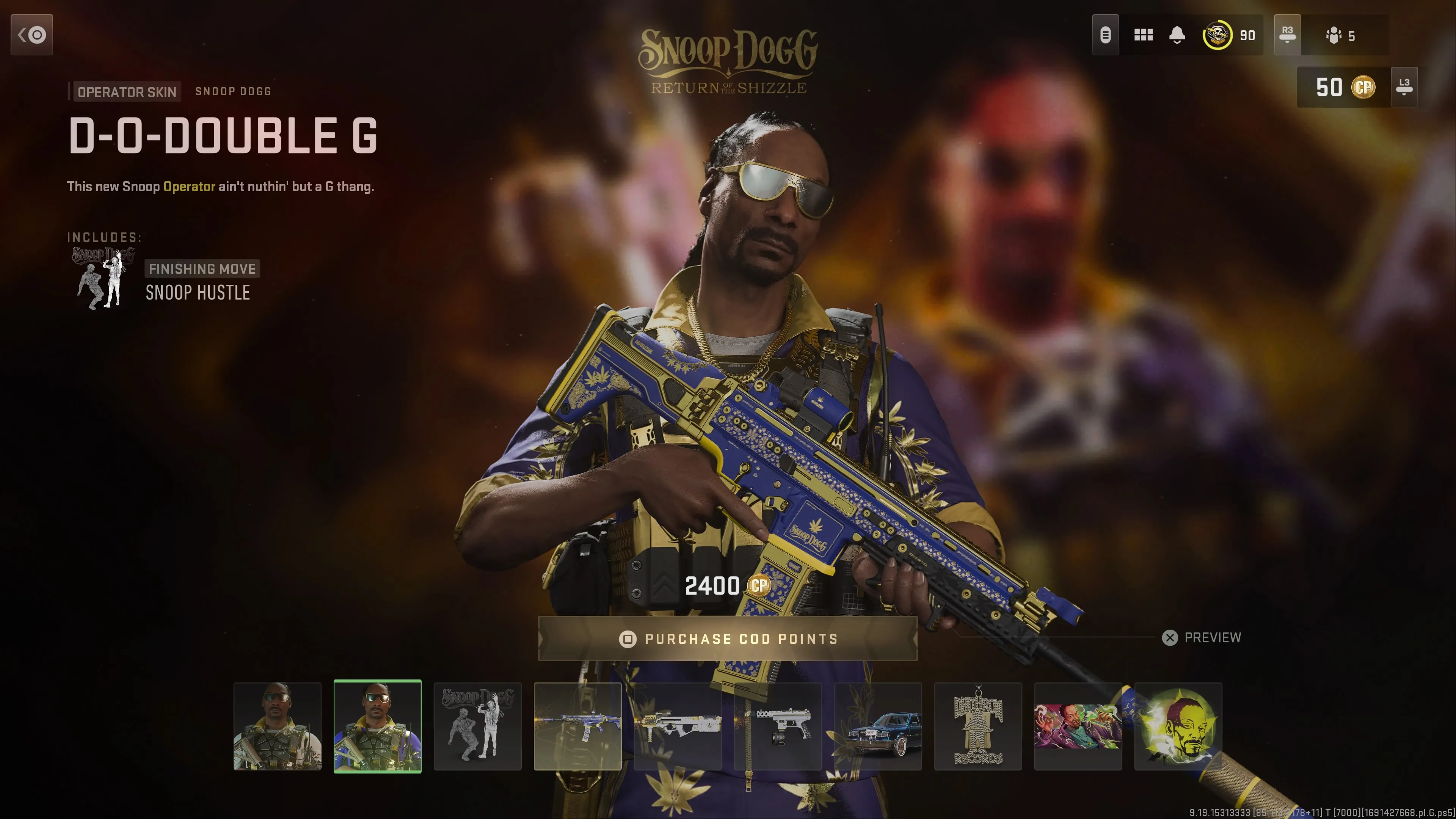 A screenshot of the Snoop Dogg bundle in MW2.