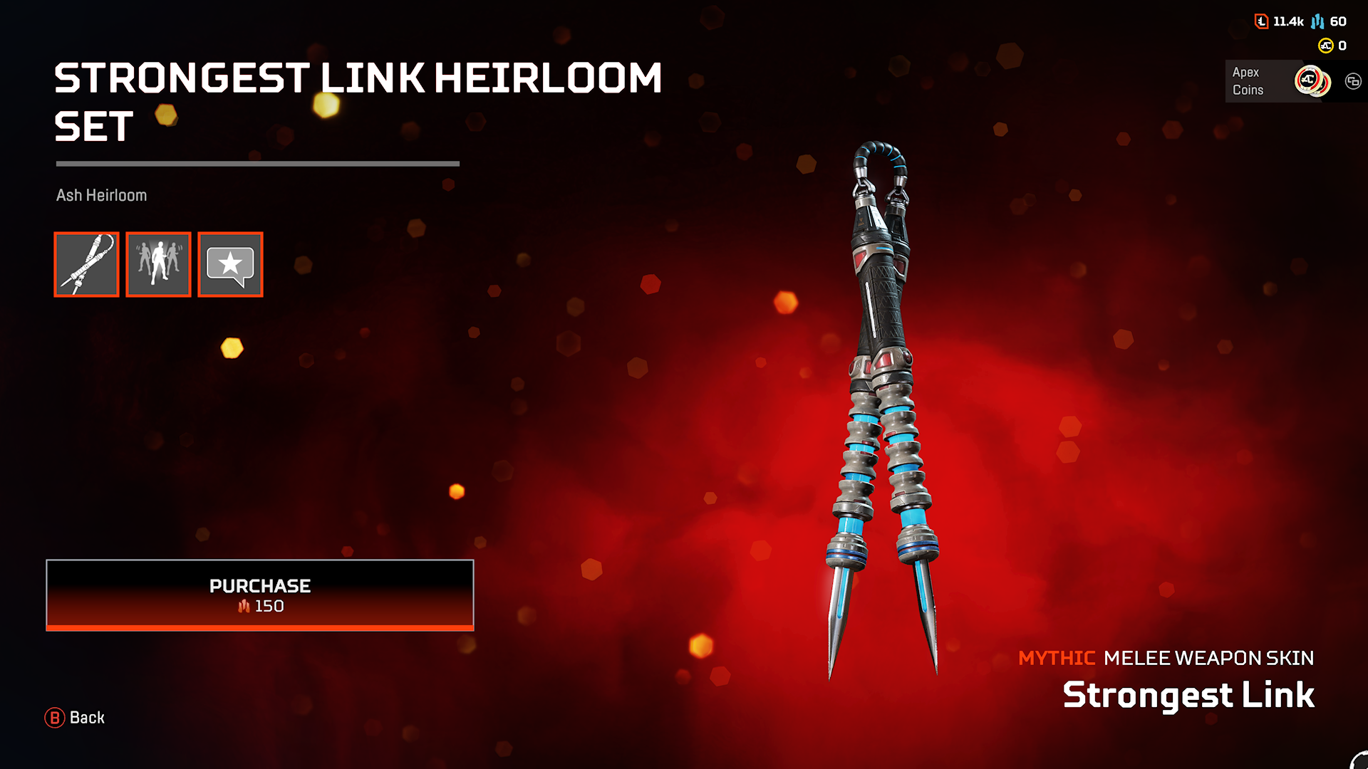 Ash's Strongest Link Heirloom in Apex Legends.