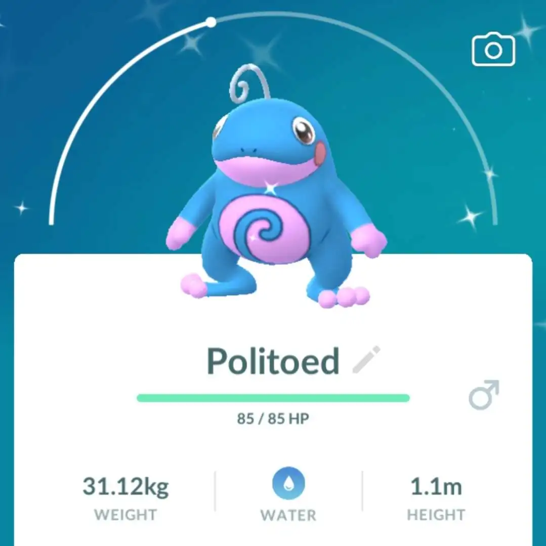 Shiny Politoed in-game screen in Pokémon Go