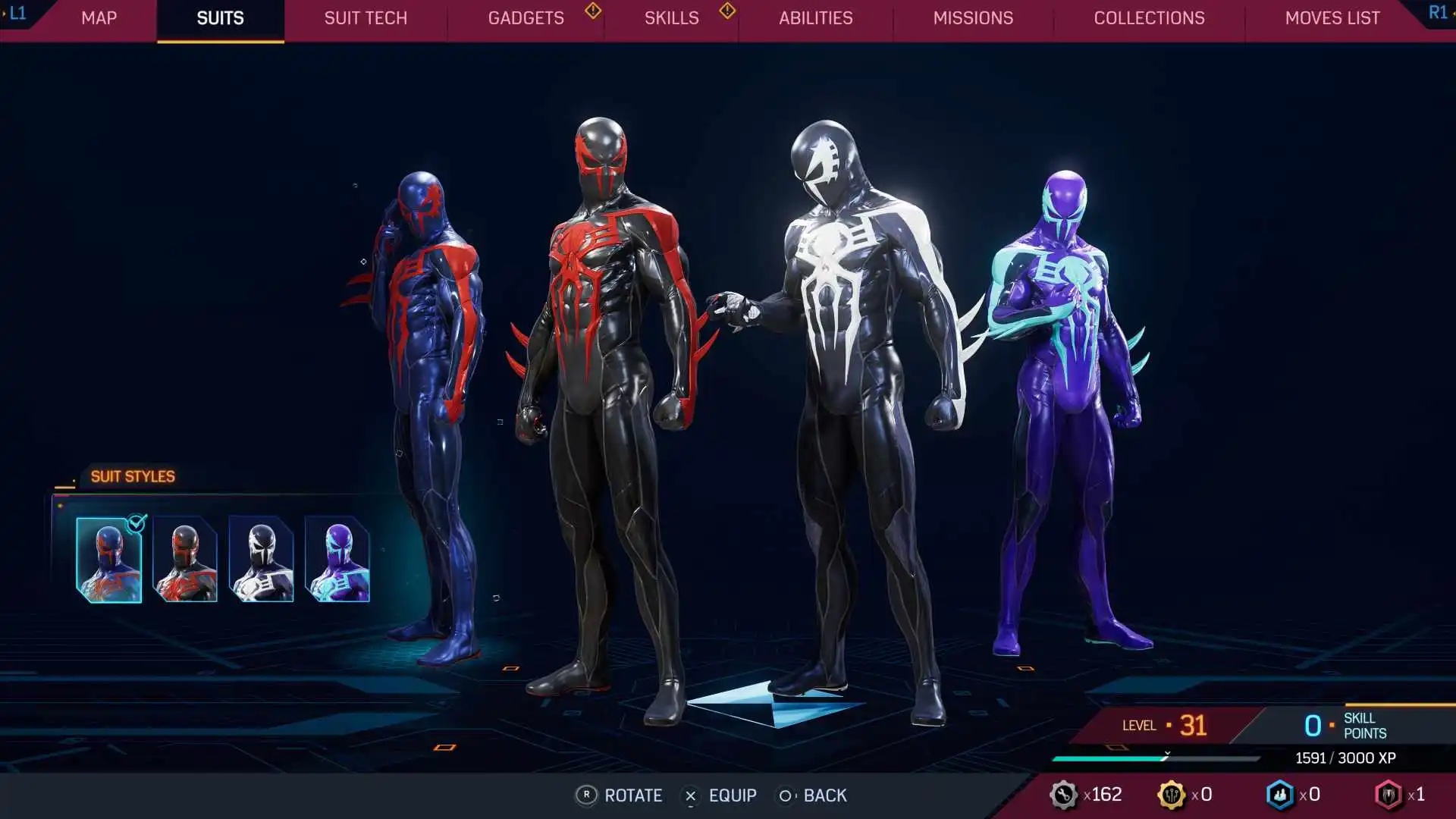 Spider-Man 2099 suit in Spider-Man 2 and all its variations