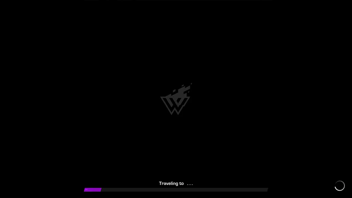 A black loading screen in Wayfinder