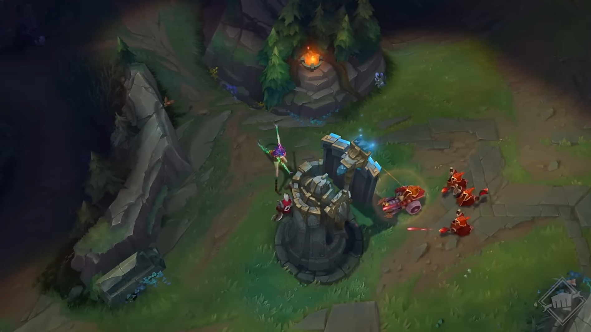 Mid lane looking a little different in the 2024 LoL season, with a cutout near the topside brush for extra ganking potential