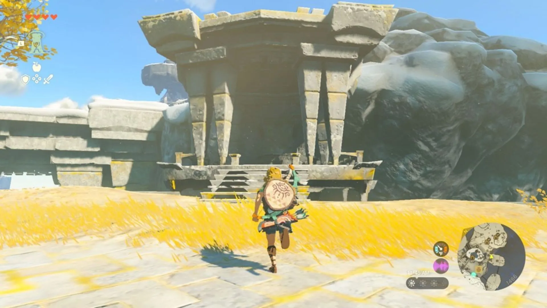 link running to mini temple in the legend of zelda: tears of the kingdom