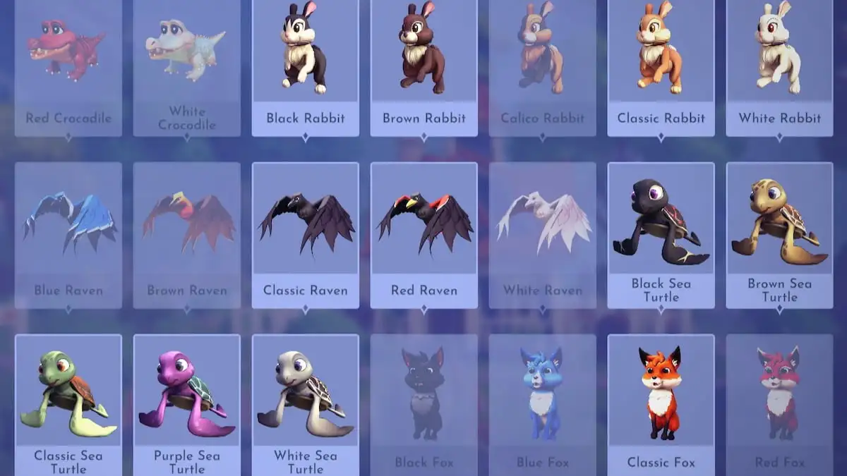 Some of the critters on the critter collection page in Disney Dreamlight Valley.