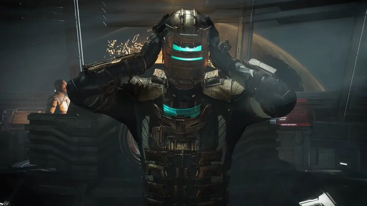 Dead Space Remake: Isaac putting helmet on