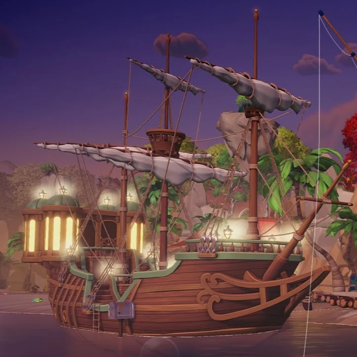 Prince Eric's Boat floating on the water. 