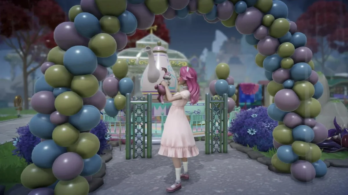 A player holding a rabbit in Disney Dreamlight Valley.