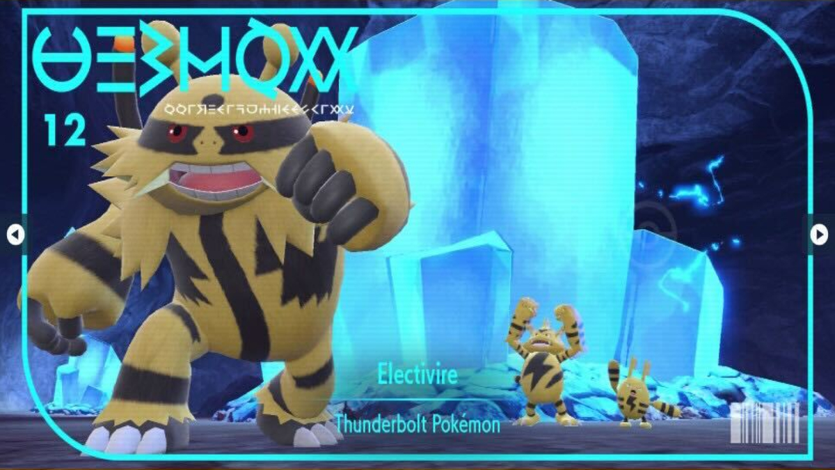 The Pokedex entry for Electivire in The Indigo Disk.