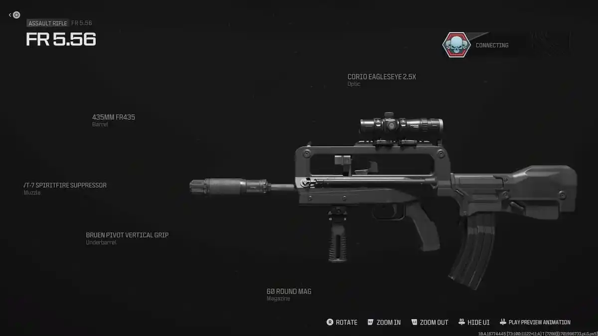 A screenshot of the best FR 5.56 loadout in Warzone.