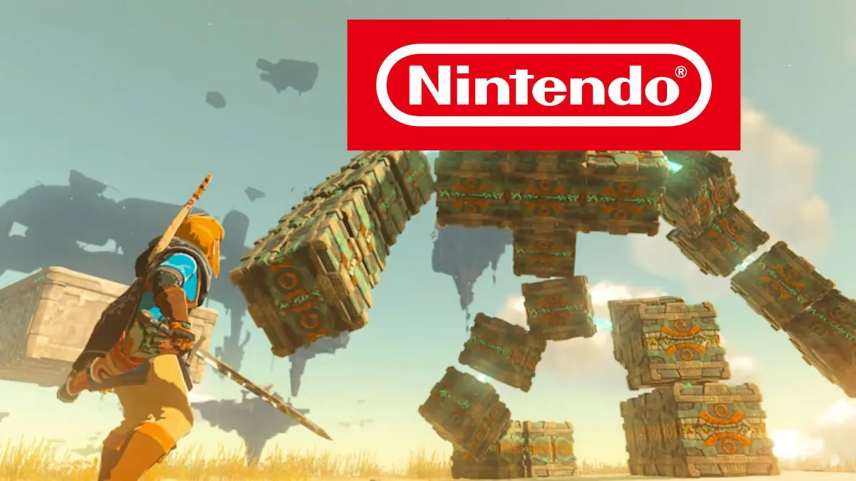 the legend of zelda tears of the kingdom link and nintendo logo