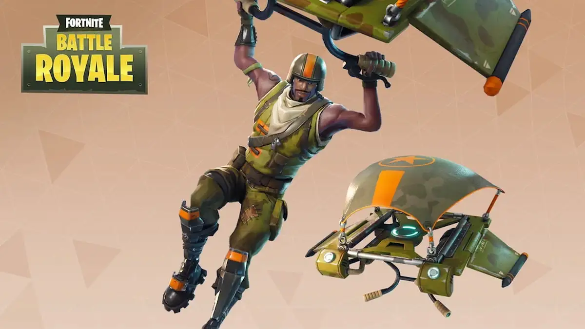 Fortnite skin wearing green sleeveless combat outfit and an army helmet