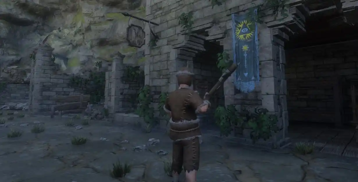 Man standing in front of Longkeep inn