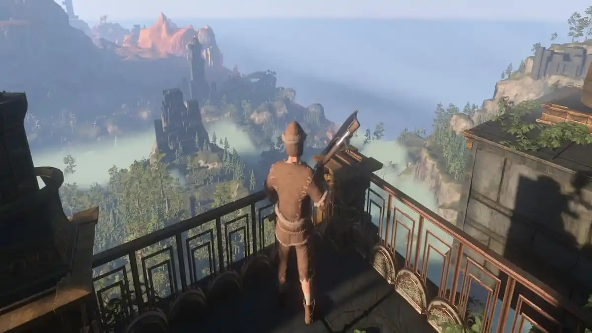 Man standing on ledge overlooking Springlands