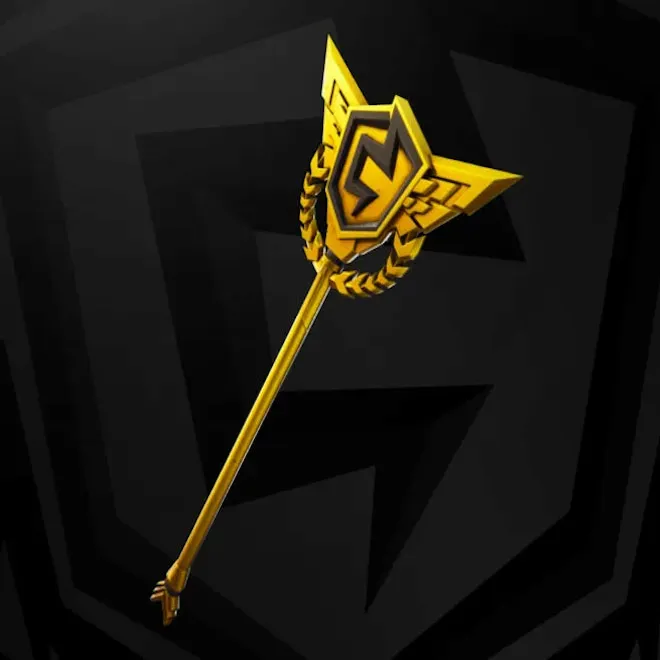 FNCS Axe of Champions in Fortnite, which features a gold color scheme and laurels around the head of the axe.