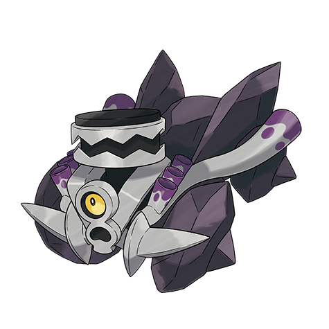 The official art of Revavroom, a vehicle-like Pokémon whose mouth is its motor.