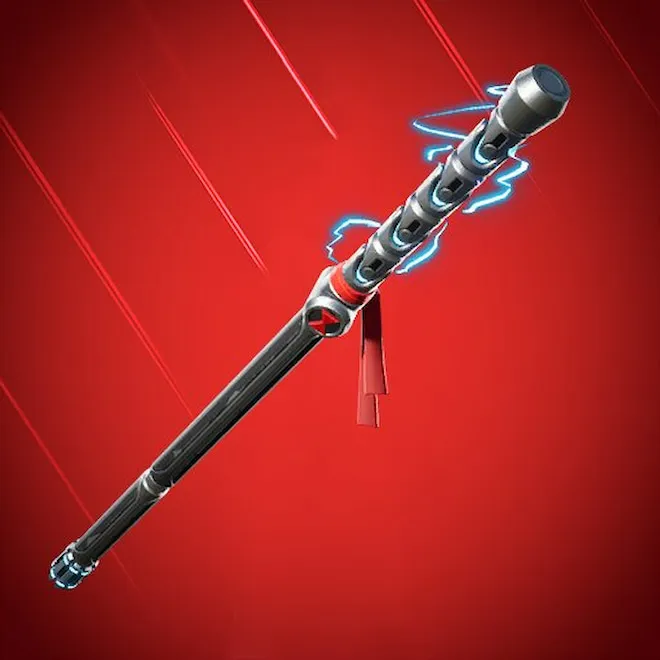 Widows Bite pickaxe in Fortnite, a black rod with an electrified end.