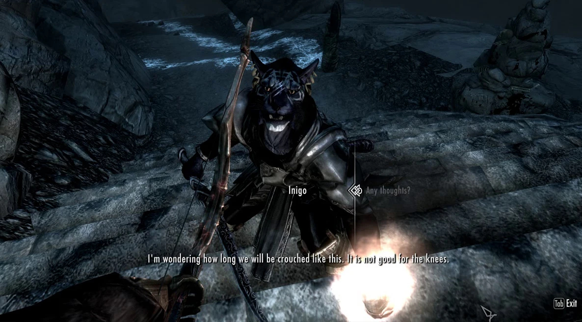 Inigo, a companion in Skyrim.