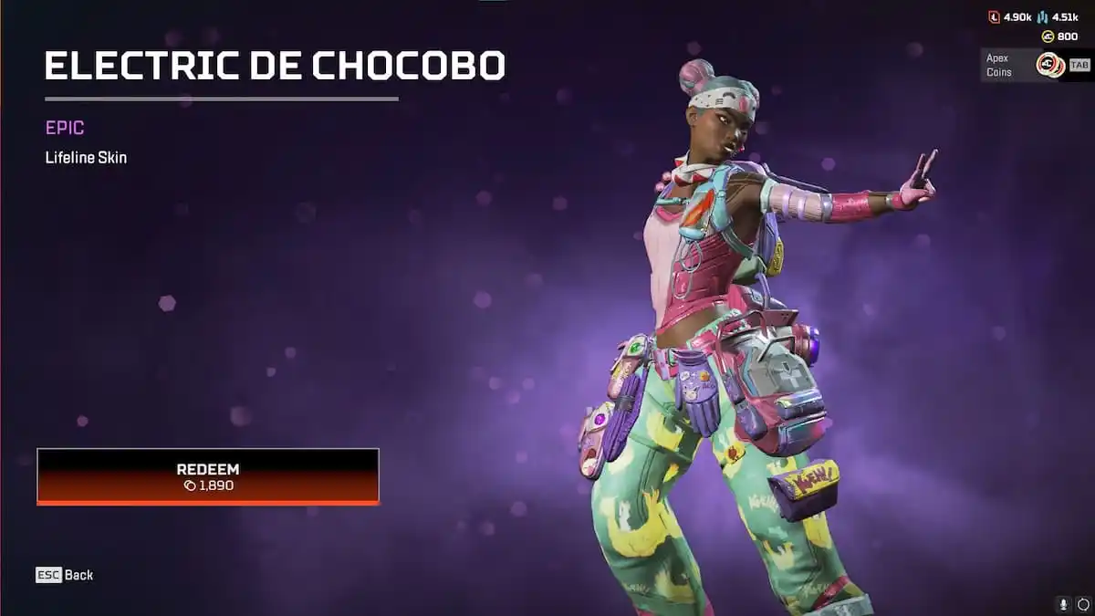 Lifeline's Electric De Chocobo skin in the Apex Legends x Final Fantasy Event.