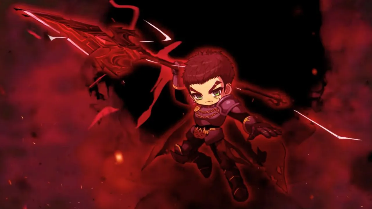 Boy holding a javelin/spear in MapleStory