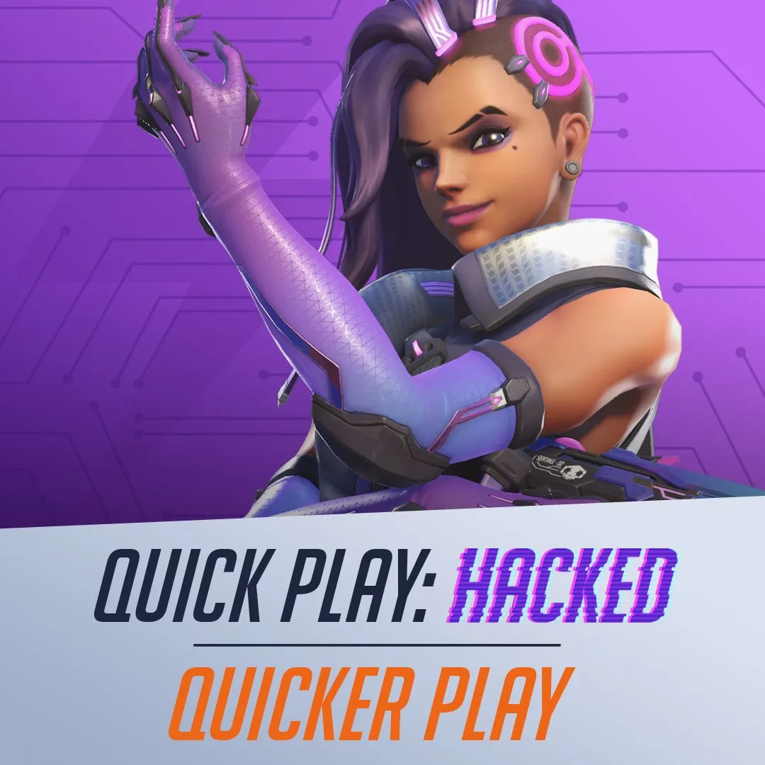 Quick Play: Hacked - Quicker Play art featuring Sombra in Overwatch 2