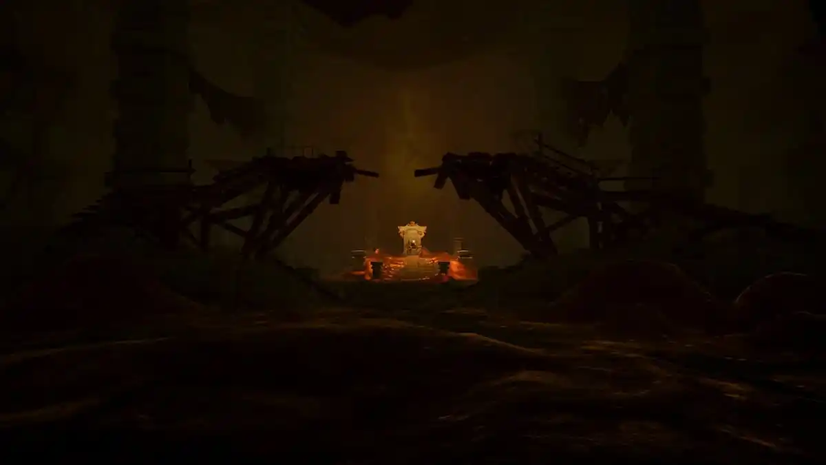 Gold Hoarder sitting on the throne in the final Vault