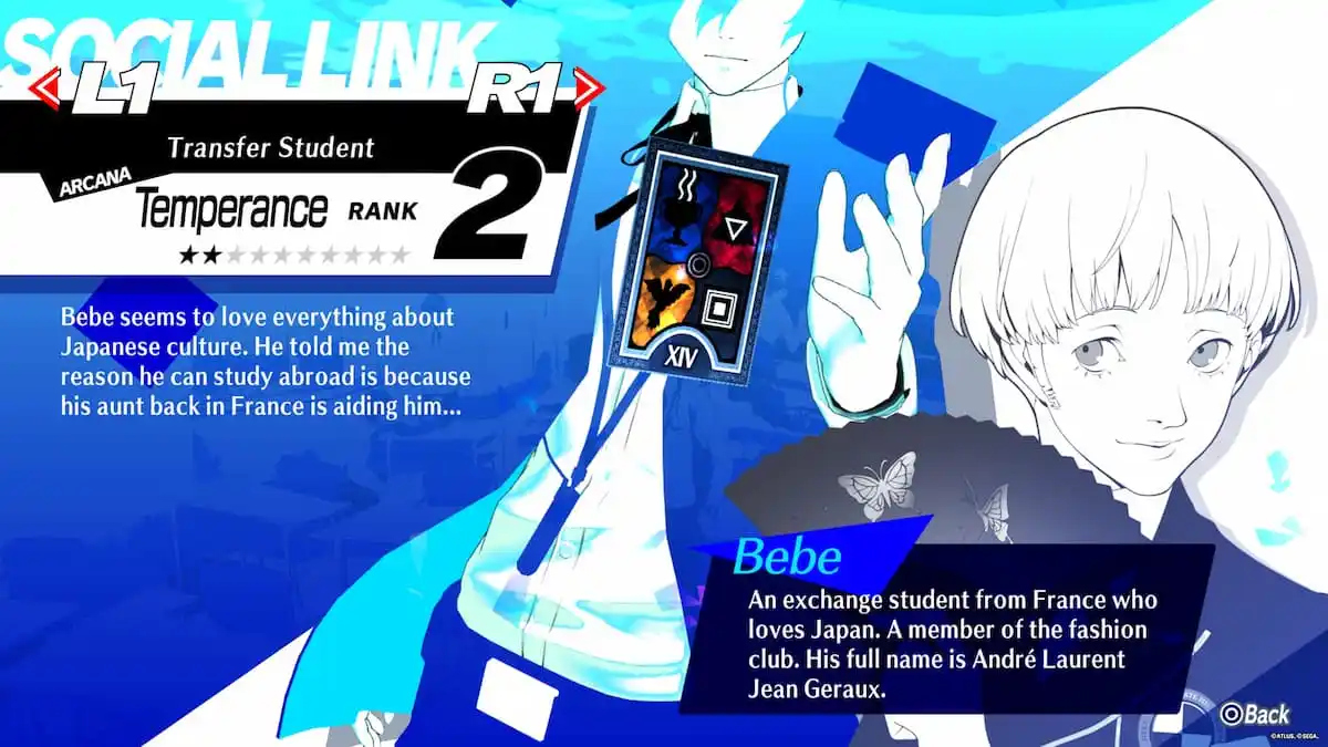 Persona 3 Reload Temperance Arcana status screen