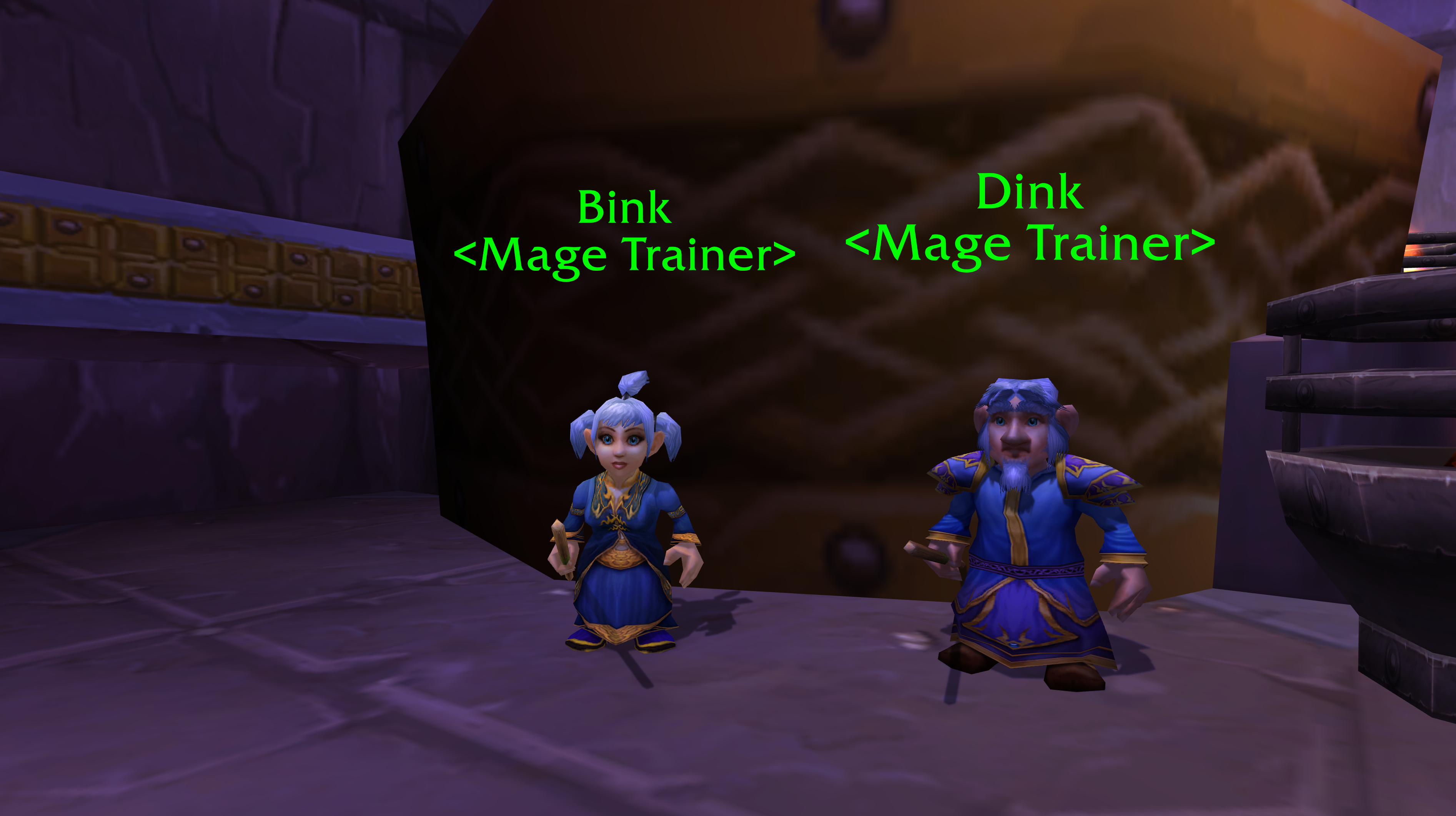 Mage Trainers Bink and Dink found in WoW Classic, Mystic Quarter of Ironforge