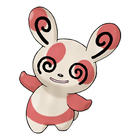 The official art for Spinda, a peculiar Pokémon that always sports a different pattern on its body.