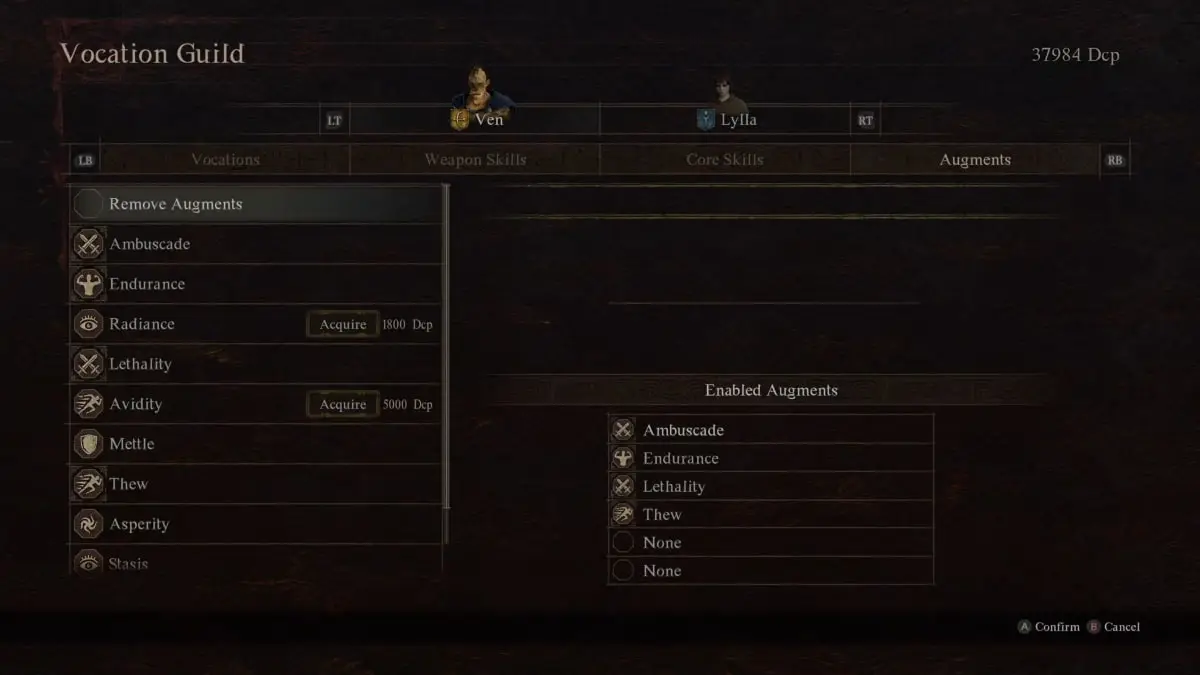 A screenshot showing Archer Augments in Dragon's Dogma 2