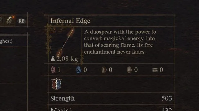 The Infernal Edge Duospear in Dragon's Dogma 2.