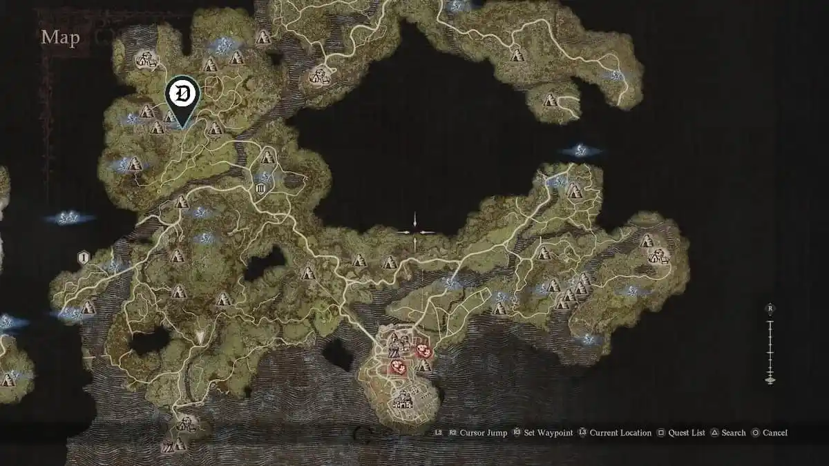 Location of Glyndwr ruins in Dragon's Dogma 2