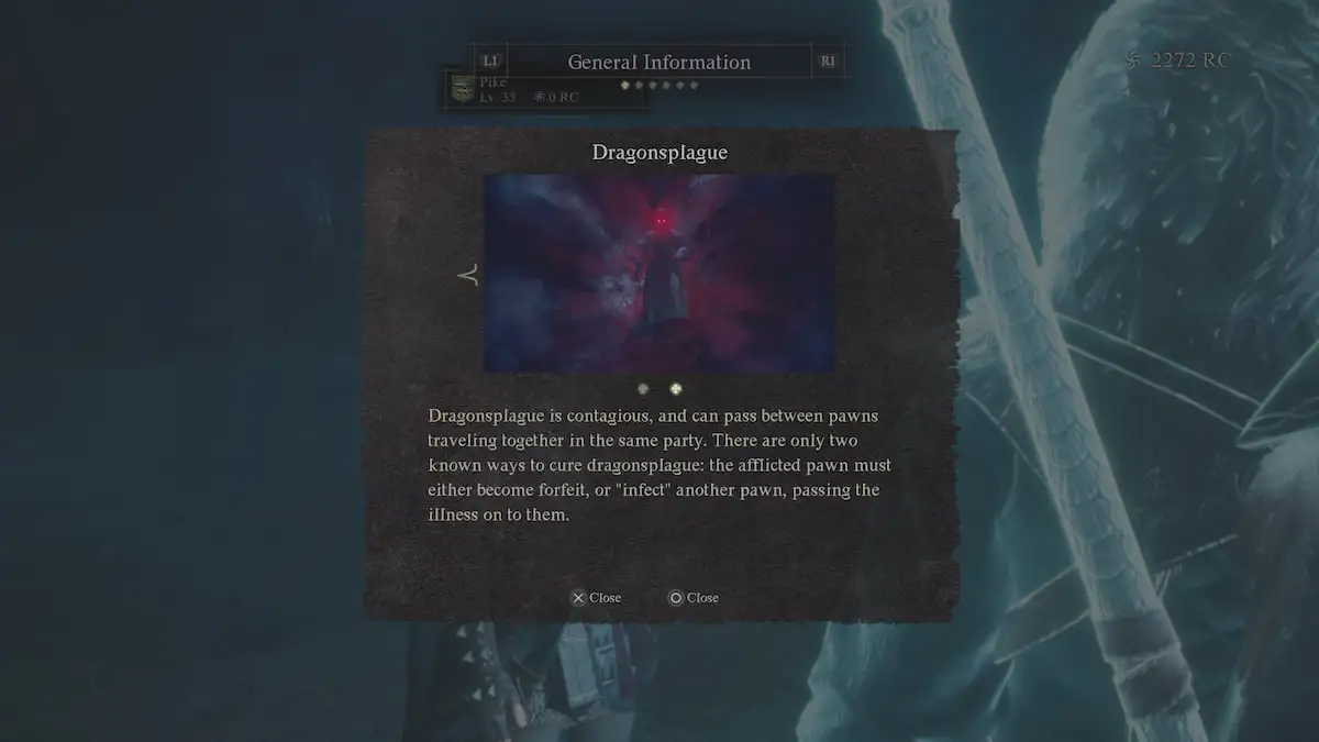 Dragonsplague information screen in Dragon's Dogma 2