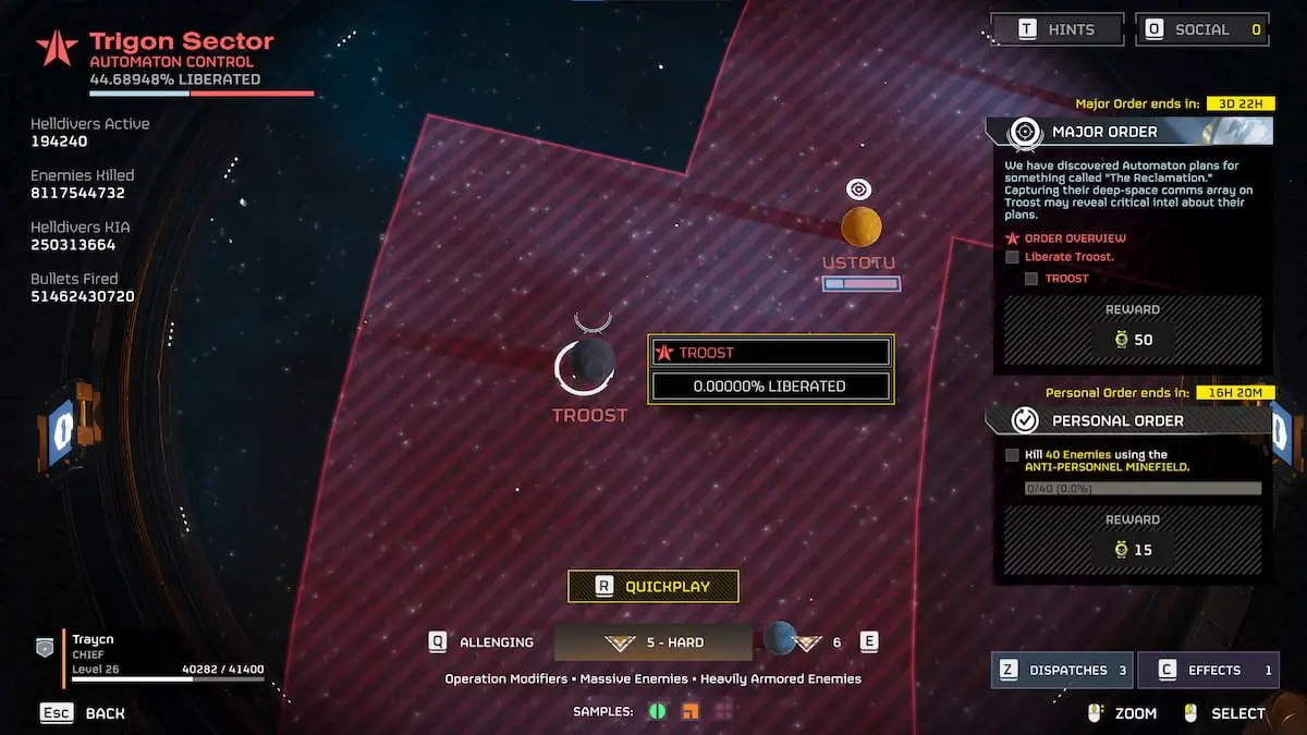 Troost on the Super Destroyer Map in Helldivers 2