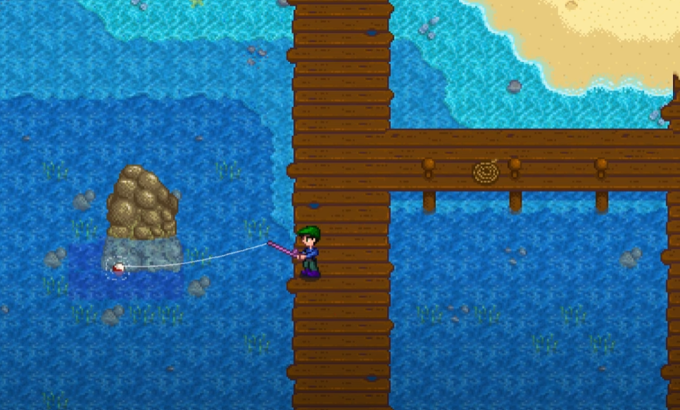 Player waiting for an Octopus to hook in Stardew Valley