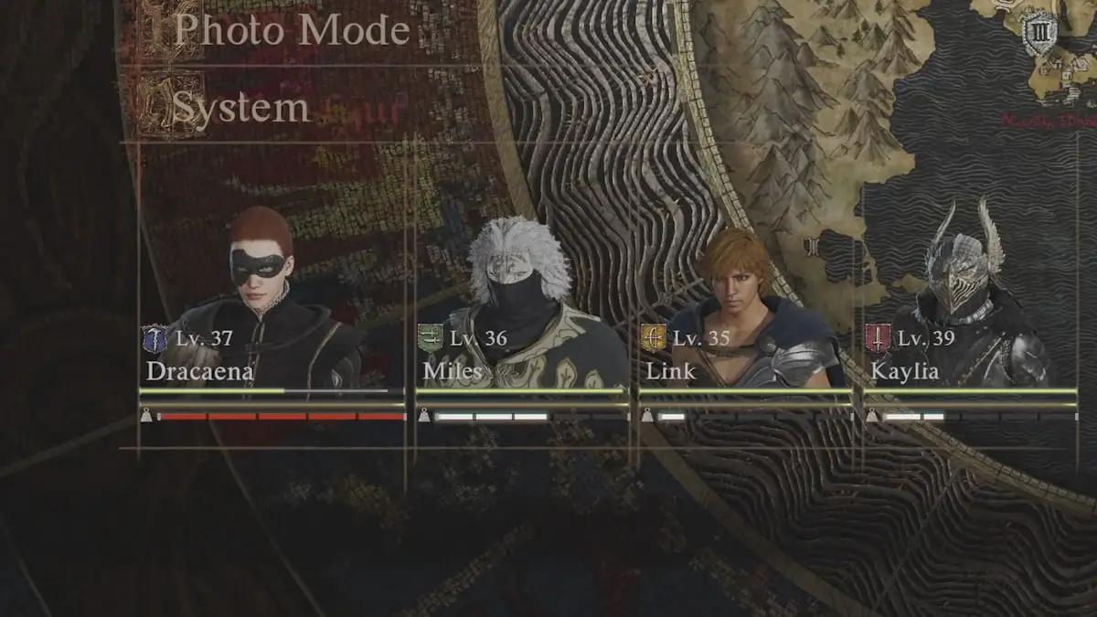 Dragon's Dogma 2 party menu