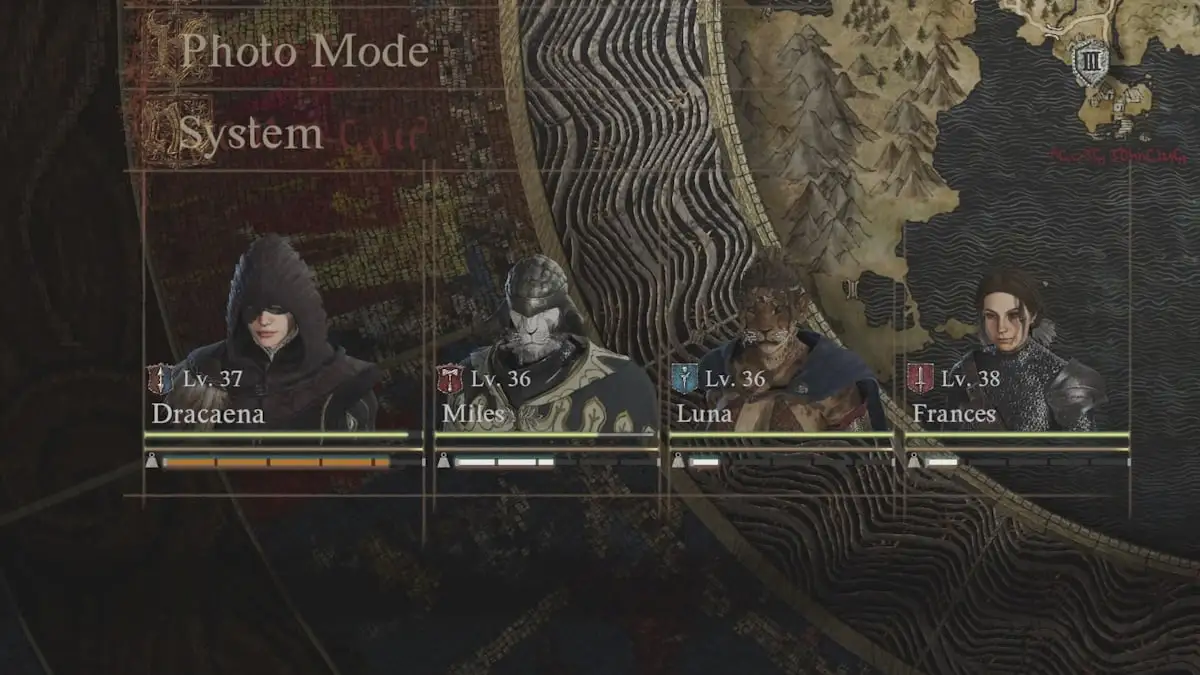 Dragon's Dogma 2 party menu