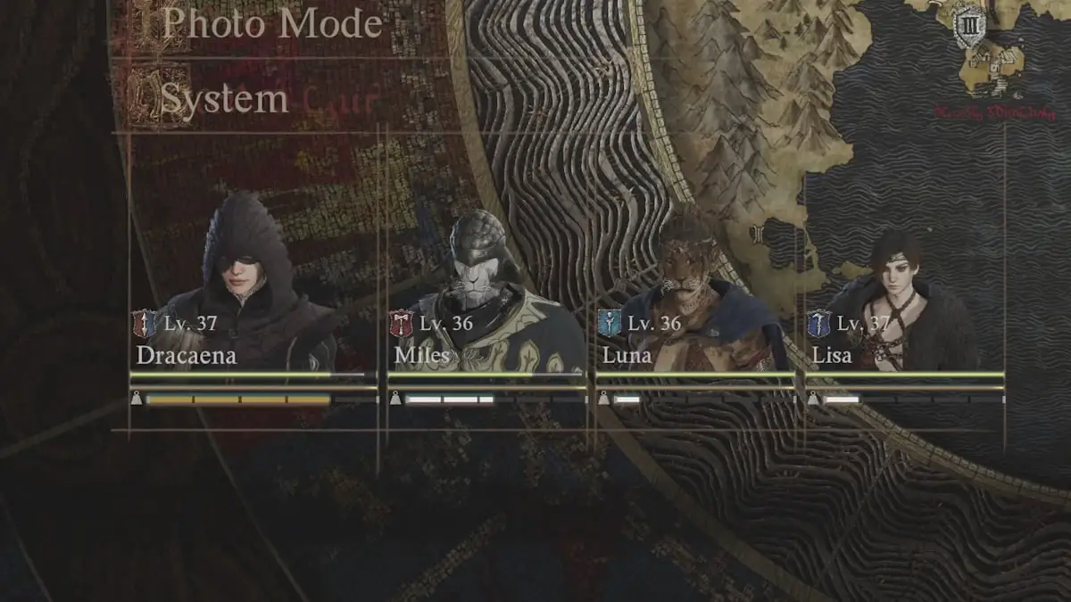 Dragon's Dogma 2 party menu